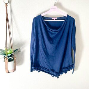 Lilly Pulitzer Blue  Ferrara Gray Fringe Sweater in Size S 24611